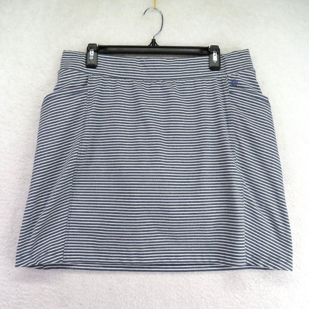 T by Talbots Skort Womens Large Petite Navy White Stripe Pockets Athletic Golf